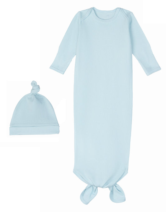 Knotted Gown and Beanie - Pearl Blue