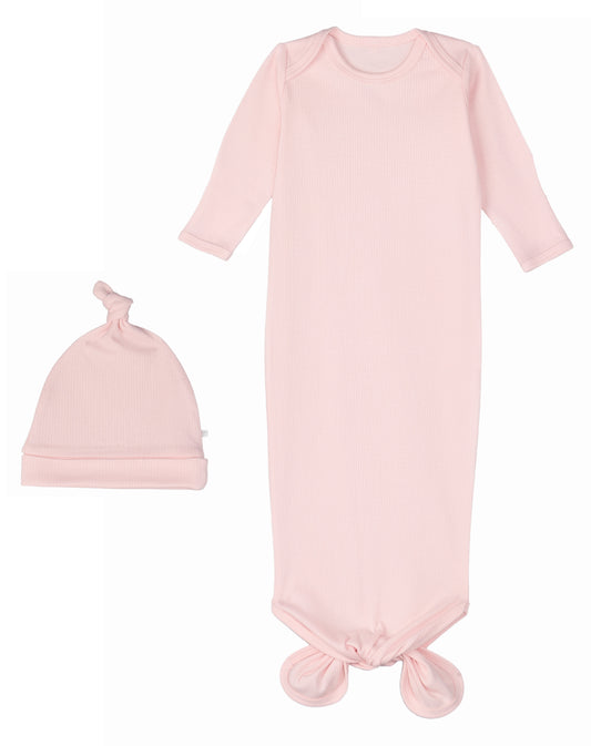 Knotted Gown and Beanie - Delicate Pink
